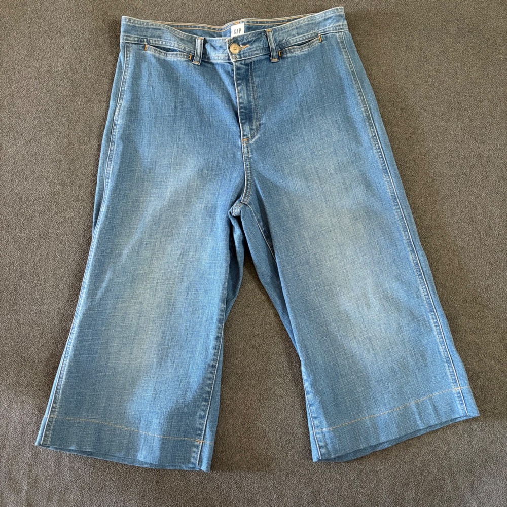 Gap Wide Leg Jorst Jeans Womens 12/31 Blue Excellent High Rise Denim Culottes
